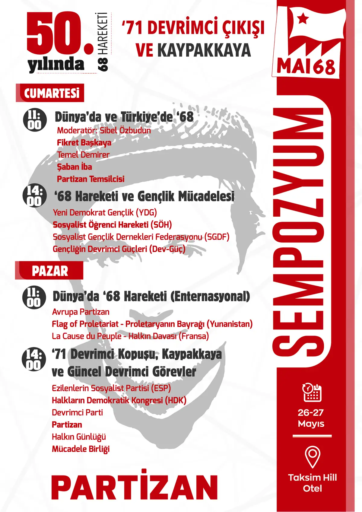Partizan’dan “50. Yılında ’68 Hareketi, ’71 Devrimci Çıkışı ve Kaypakkaya” sempozyumu