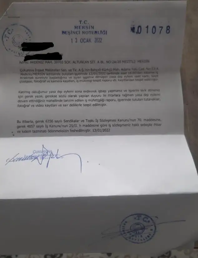 Çimsataş’ta patron işçileri işten çıkarmasına kılıf uydurdu: “Kanun dışı grev”