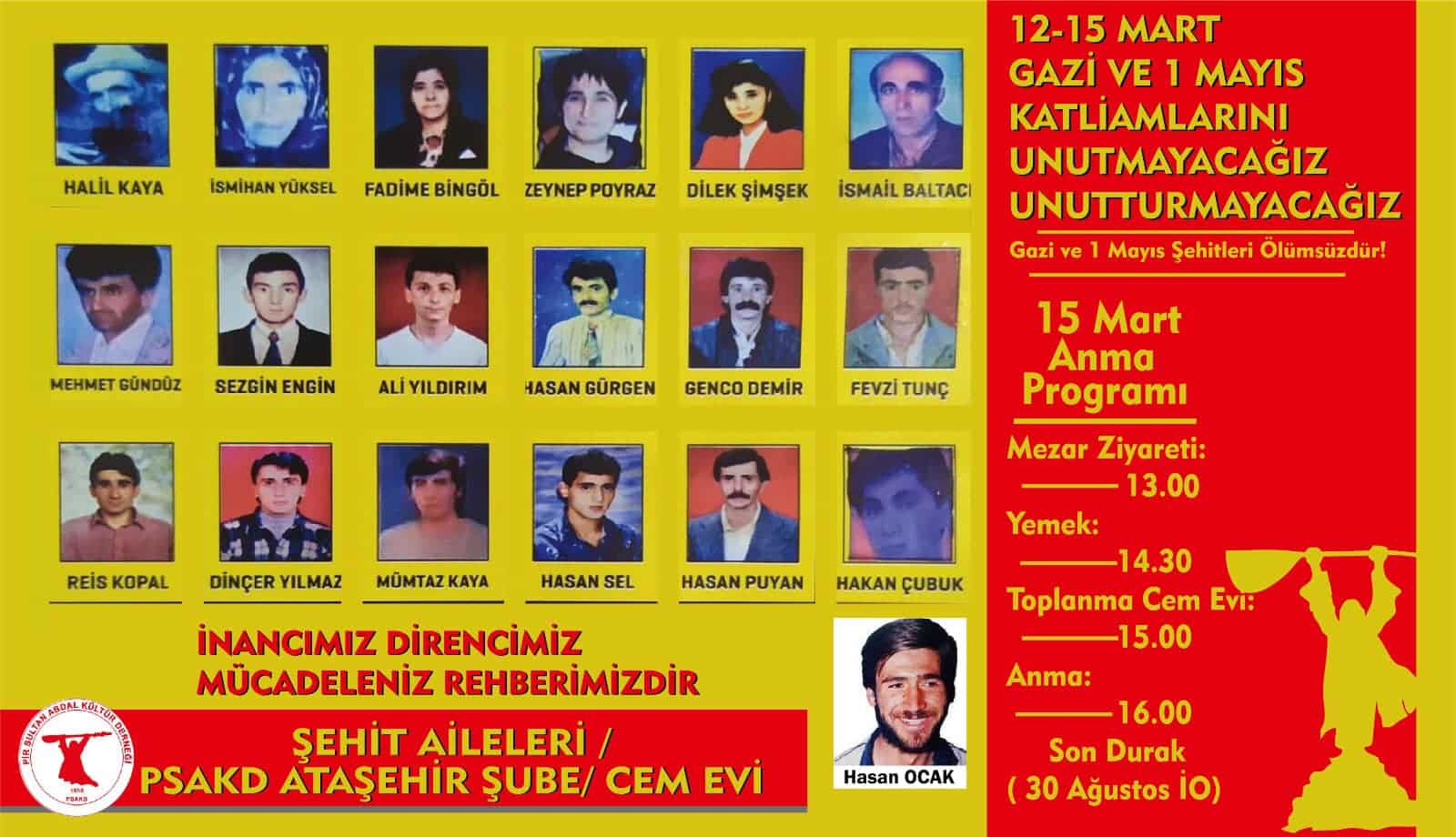 1 Mayis Mahallesi Anma Etkinliği Takvimi