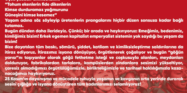 Tutsak Partizanlar'dan 25 Kasım açıklaması