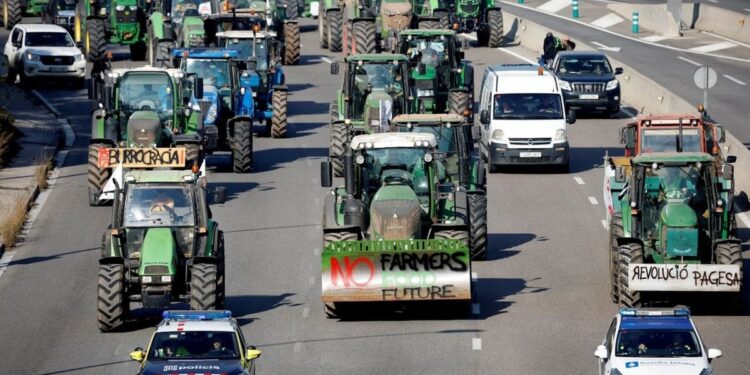 İspanya'da çiftçiler eylemde