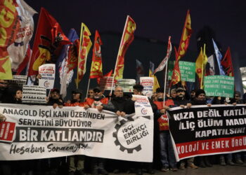 İşçi Emekçi Birliği, İliç maden katliamını protesto etti. Fotoğraf: Yeni Demokrasi
