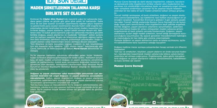 Munzur Çevre Derneği'nden açıklama