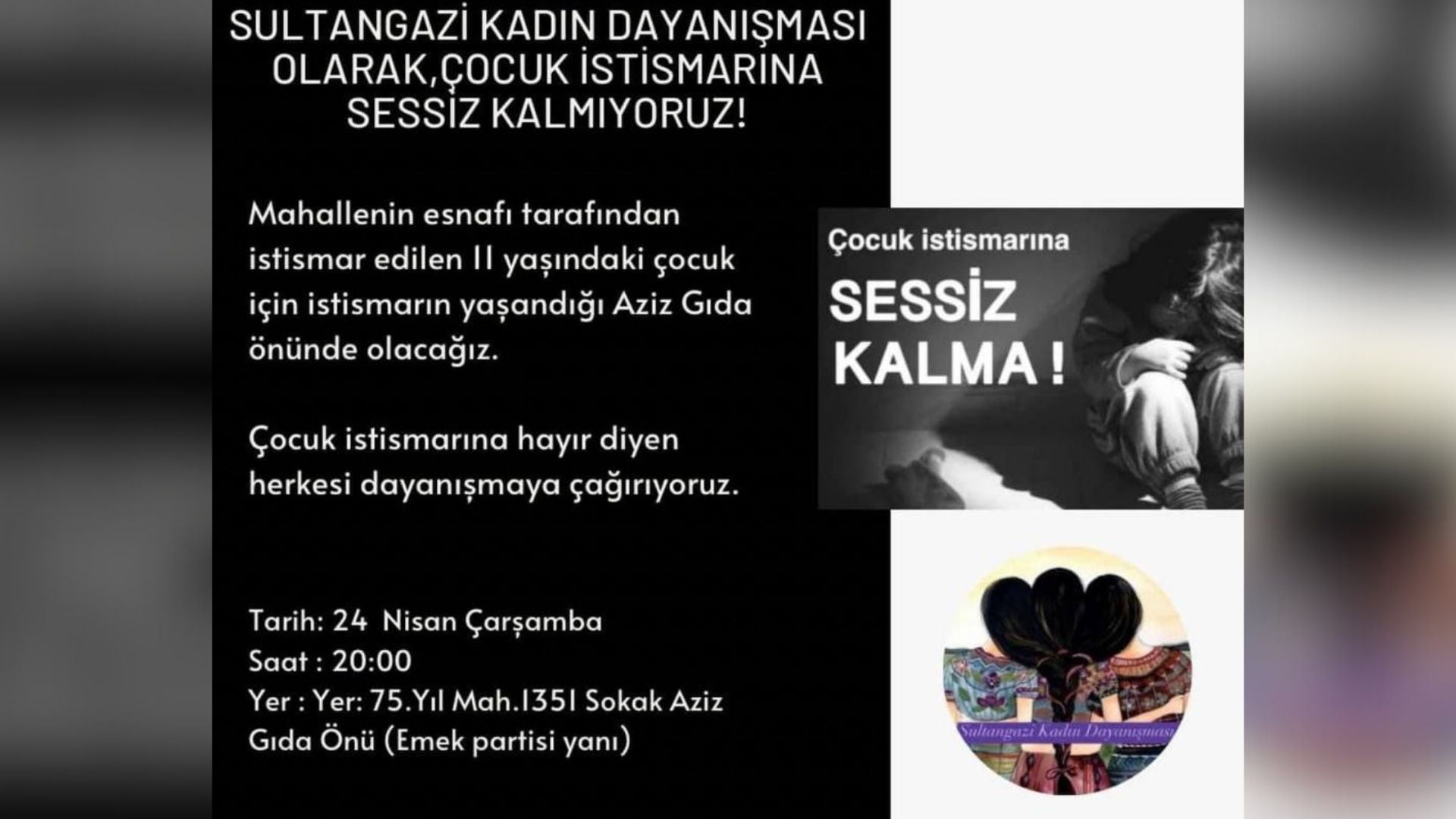 Gazi Mahallesi çocuk istismarına karşı eylem çağrısı