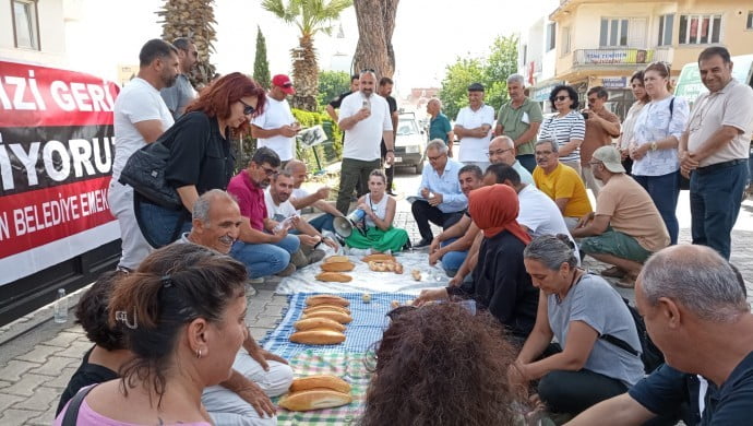 Menemen Belediyesi işçilerinden protesto