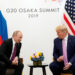 Russia's President Vladimir Putin and U.S. President Donald Trump talk during a bilateral meeting at  the G20 leaders summit in Osaka, Japan, June 28, 2019.  REUTERS/Kevin Lamarque/File Photo
